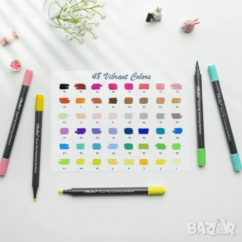 Ohuhu комплект маркери и скицник-48 цвята, 72 страници, снимка 4 - Ученически пособия, канцеларски материали - 52183585