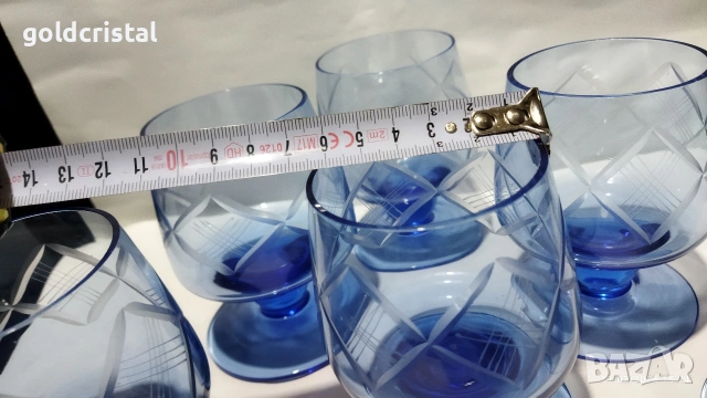 Стари стъклени чаши кобалт, снимка 2 - Антикварни и старинни предмети - 19293165