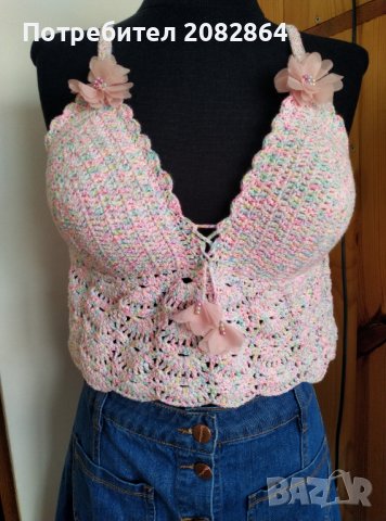 Бюстие меланж с цветя , снимка 1