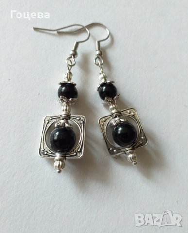 Красиви обици в класическото черно и сребърно, снимка 1