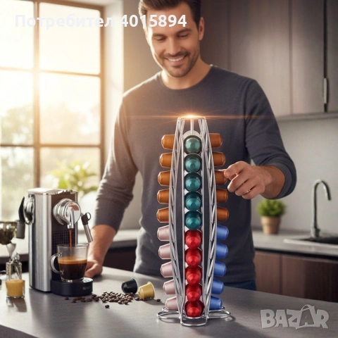 Въртящ се диспенсър за кафе Cheffinger, за капсули Nespresso – капацитет 40 капсули, снимка 3 - Кафемашини - 53181219