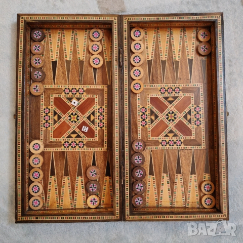 Ръчно изработена дъска за дама, табла, шах. , снимка 2 - Шах и табла - 52456051