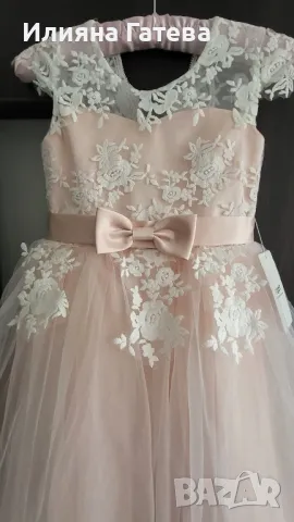 Нова официална рокля за момиче с етикет 7-10г CQDY, снимка 2 - Детски рокли и поли - 48050426