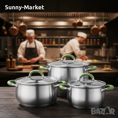 Комплект тенджери Swisgold – 3 броя, 5-слойно дъно - бързо и равномерно готвене, снимка 4 - Прибори за хранене, готвене и сервиране - 53515693