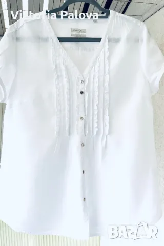 Бяла ленена блуза-риза CHRISTIAN BERG, снимка 17 - Ризи - 49875455