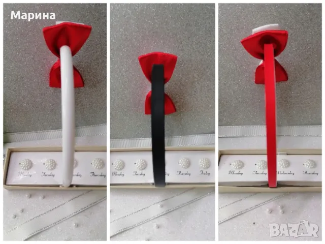 Панделка за коса в бяло и червено., снимка 14 - Аксесоари за коса - 49221922