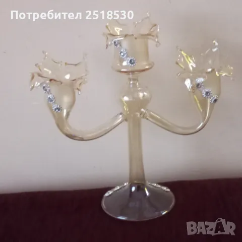Изящен стъклен свещник , снимка 2 - Декорация за дома - 49720201