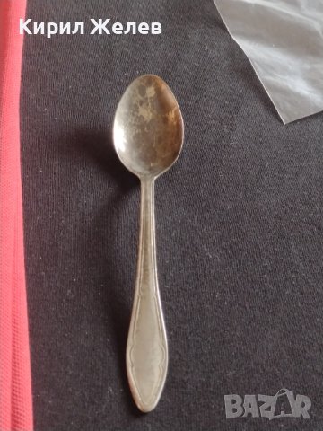Лъжичка за кафе, чай стара качество и стил с печат П. ДЕНЕВ НЕРЪЖДАЕМА 31656, снимка 4 - Прибори за хранене, готвене и сервиране - 43813499