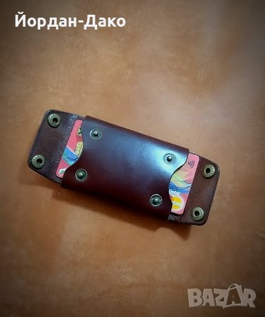 Холдер за карти от естествена кожа ръчна изработка, снимка 7 - Портфейли, портмонета - 40215809