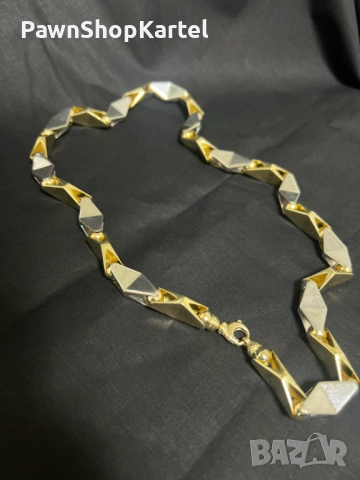 Златен синджир от бяло и жълто злато – масивен модел, снимка 5 - Колиета, медальони, синджири - 53401888