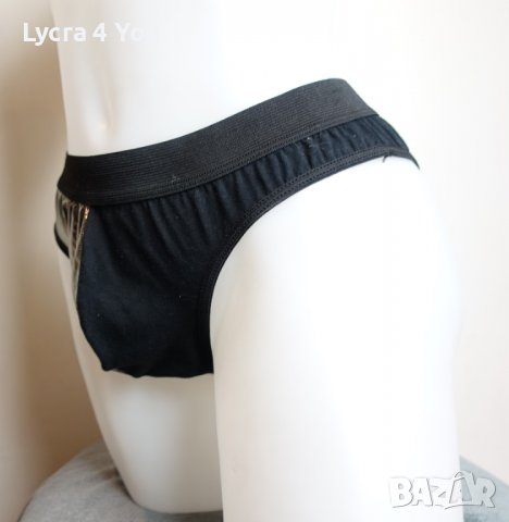 S/M/L размер атрактивен мъжки черен слип със сребриста предна половина, снимка 4 - Бельо - 37015703