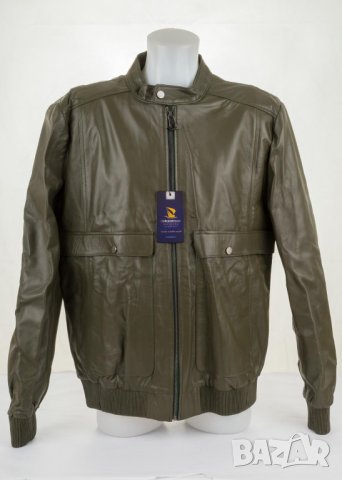Мъжко яке от естествена кожа цвят каки марка Giorgio di Mare - 3XL, снимка 1