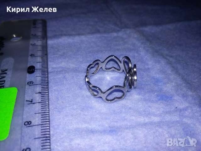 СТИЛЕН АЖУРЕН РОМАНТИЧЕН ФЕШЪН АРТ ПРЪСТЕН със СЪРЧИЦА - БЛАГОРОДНА НЕРЪЖДАЕМА СТОМАНА 37000, снимка 2 - Пръстени - 39709349