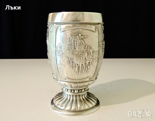 Чаша от калай за вино,картини за старите пощи. , снимка 2 - Антикварни и старинни предмети - 33669981