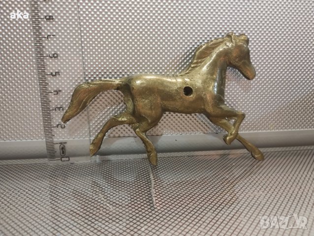 Бронз (месинг) фигура кон плътна пластика 12см.-8см. 195гр., снимка 3 - Статуетки - 43440415