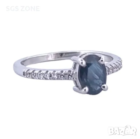 Сребърен Пръстен със Сапфир, снимка 2 - Пръстени - 49870942