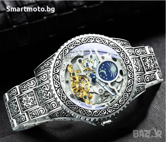 WINNER Луксозен Ретро Механичен часовник за мъже гравиран, снимка 1 - Мъжки - 43186216