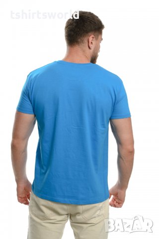 Нова мъжка изчистена тениска в син цвят, снимка 2 - Тениски - 37670455