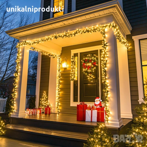 Коледни лампички въже 18м 200 LED топла светлина IP защита 8 програми, снимка 3 - Лед осветление - 52262410