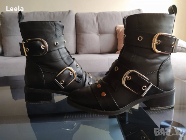 Черни боти/ботуши тип кубинки, снимка 5 - Дамски ботуши - 38195053