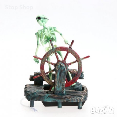 Пират,скелет декорация за аквариум прави мехурчета , снимка 2 - Оборудване за аквариуми - 37051243