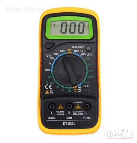 Дигитален Мултиметър DT830L за измерване на постоянно (DC) и променливо (AC) напрежение, DC ток, снимка 1