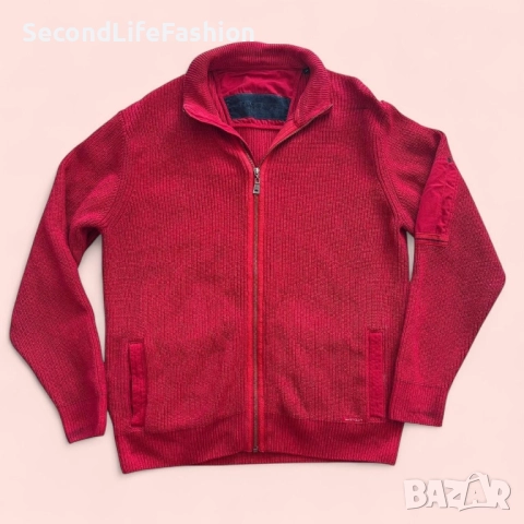 Blue Willi’s Дания мъжка жилетка пуловер с цип, размер XL, червен, памук