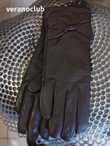 Кафяви дамски кожени ръкавици S и М, снимка 2 - Ръкавици - 43799970