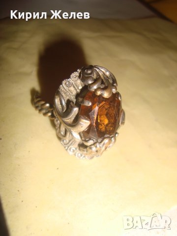 АР ДЕКО СТАР БРОНЗОВ ПРЪСТЕН с ФАСЕТИРАН ГОЛЯМ ЦИТРИН ЮВЕЛИРНА МАЙСТОРСКА ИЗРАБОТКА 21099, снимка 8 - Антикварни и старинни предмети - 32659586