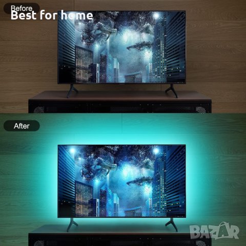 LED лента Bluetooth TV LED светлина за 85-100 инча RGB 5050, 7,5 m,Синхронизиране с музика, снимка 2 - Лед осветление - 43359598