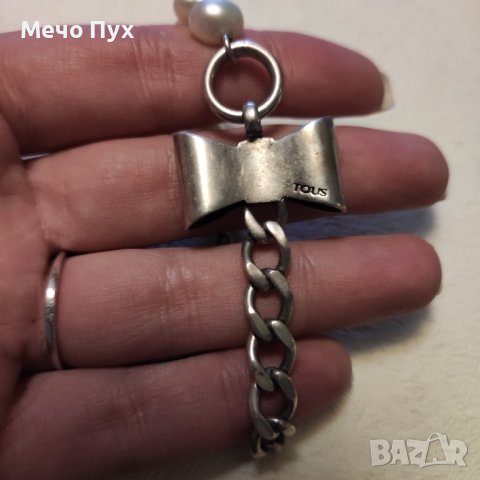 Сребърна гривна с естествени перли (223), снимка 8 - Гривни - 43370819