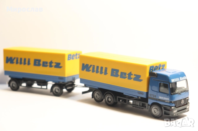 HERPA H0 1/87 MERCEDES BENZ ACTROS WILLI BETZ КАМИОН МОДЕЛ, снимка 6 - Колекции - 51745986