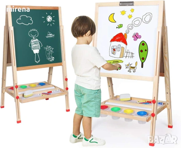 Детски статив, двустранен магнитен бяла и черна дъска, многократна, снимка 4 - Образователни игри - 53434182