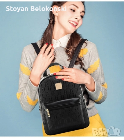 	 Комплект раница и 3 чантички / Цвят: Черен, снимка 8 - Раници - 52798796