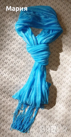Елегантен син шал, снимка 3 - Шалове - 53493614