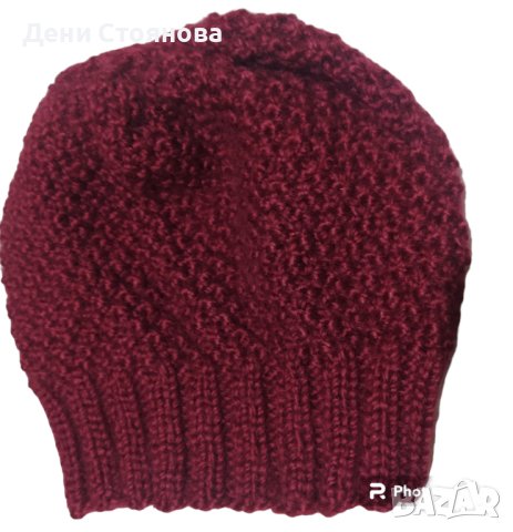 Дамски ръчно плетен комплект  : шапка и шал, снимка 2 - Шапки - 43342615