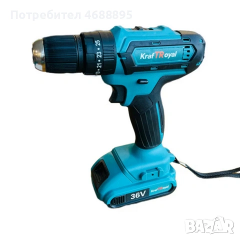 акумулаторен винтоверт Kraft Royal, снимка 5 - Куфари с инструменти - 53365303