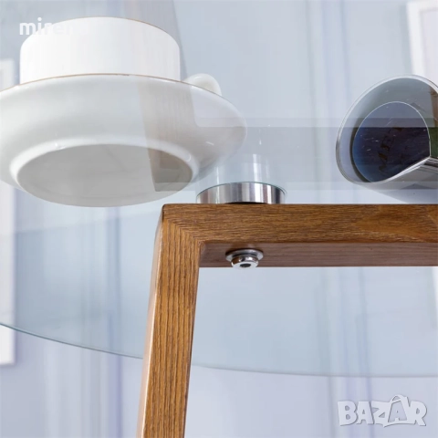 Кръгла стъклена трапезна маса с метални крака 80*80*75 см - Стъкло, снимка 5 - Маси - 51556746