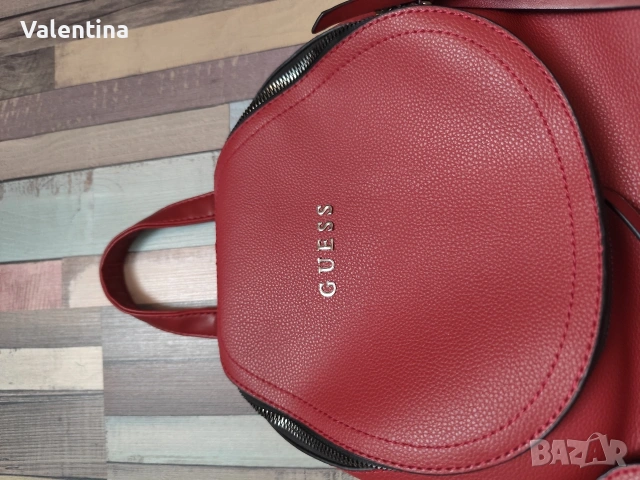 Червена кожена раница , снимка 3 - Раници - 53019213