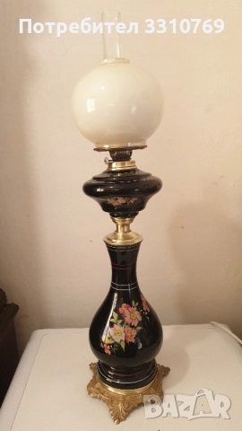 Изключително рядка антикварна находка-изящна холандска стъклена банкетна газена лампа. 