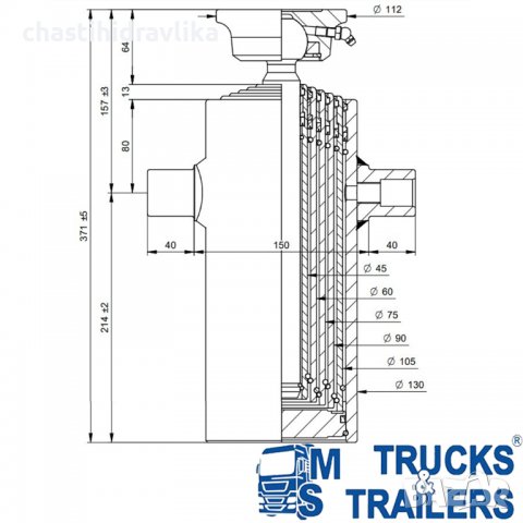 Хидравличен цилиндър DI NATALE & BERTELLI 6X1221X125, снимка 2 - Части - 36922800