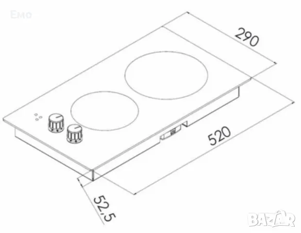 Плот за вграждане - Инфрачервен 2 плочи , снимка 2 - Печки, фурни - 48549600