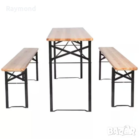 Градински комплект Дървена маса с две пейки 170 см, снимка 4 - Маси - 51053105