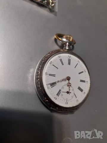 Швейцарски сребърен джобен часовник, снимка 2 - Джобни - 48933762