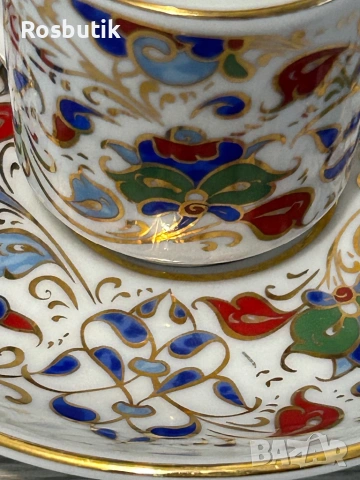 Сервиз за двама два комплекта чаши ръчно рисувани с позлата , снимка 5 - Чаши - 53454940
