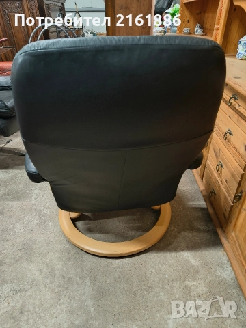 Relax кресло с отоманка от естествена кожа , снимка 4 - Дивани и мека мебел - 52885646