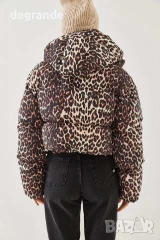 Пухкаво зимно яке с леопардов принт, снимка 3 - Якета - 51128656