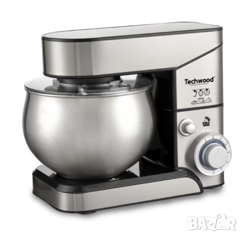 Планетарен миксер с купа от инокс Techwood TRO-1055, 1000W, 5л., 3бъркалки, 6степени + Pulse, Червен, снимка 9 - Друга електроника - 51947856