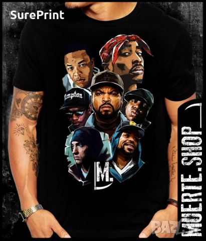 Черна тениска с щампа HIP HOP LEGENDS