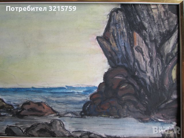 Стара картина-акварел, 31х23см., снимка 2 - Картини - 38002544